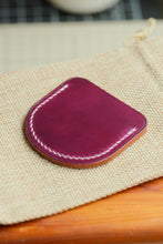 Load image into Gallery viewer, Coin Slip - Natural Horween Shell Cordovan, Ultraviolet Horween Shell Cordovan & Cream Thread.