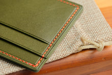 Load image into Gallery viewer, Five Pocket Cardcase - Olive Italian Vegtan & En Fuego Thread