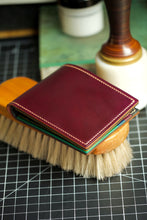 Load image into Gallery viewer, Eight Pocket Traditional Bifold - Horween Ultraviolet Shell Cordovan, Rainbow Buttero & Black Chèvre