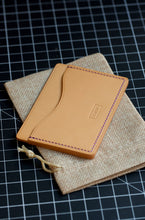 Load image into Gallery viewer, Three Pocket Minimalist - Natural Italian Vegtan & Purple Thread