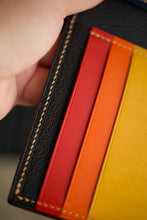 Load image into Gallery viewer, Eight Pocket Traditional Bifold - Horween Ultraviolet Shell Cordovan, Rainbow Buttero & Black Chèvre