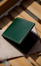 Load image into Gallery viewer, Eight Pocket Traditional Bifold - Green Buttero, Rainbow Buttero & Black Chèvre