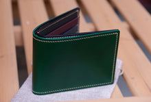 Load image into Gallery viewer, Eight Pocket Traditional Bifold - Green Buttero, Rainbow Buttero & Black Chèvre