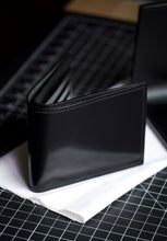 Load image into Gallery viewer, Eight Pocket Traditional Bifold - Black Japanese Shell Cordovan, Black Italian Vegtan & Black Chèvre