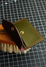 Load image into Gallery viewer, Minimalist Snap Wallet - Olive and Violet Italian Vegtan