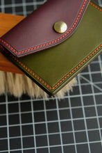 Load image into Gallery viewer, Minimalist Snap Wallet - Olive and Violet Italian Vegtan