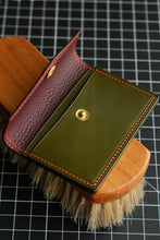 Load image into Gallery viewer, Minimalist Snap Wallet - Olive and Violet Italian Vegtan