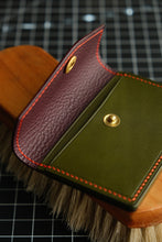 Load image into Gallery viewer, Minimalist Snap Wallet - Olive and Violet Italian Vegtan
