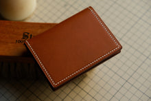 Load image into Gallery viewer, Compact Bifold - Cognac Italian Vegtan and Saphire Chèvre