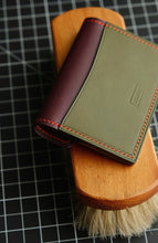 Load image into Gallery viewer, Minimalist Snap Wallet - Olive and Violet Italian Vegtan