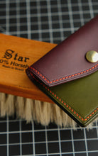 Load image into Gallery viewer, Minimalist Snap Wallet - Olive and Violet Italian Vegtan
