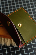 Load image into Gallery viewer, Minimalist Snap Wallet - Olive and Violet Italian Vegtan