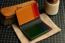 Load image into Gallery viewer, Six Pocket Vertical Bifold - Chestnut and Rainbow Italian Vegtan