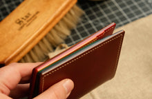Load image into Gallery viewer, Six Pocket Vertical Bifold - Chestnut and Rainbow Italian Vegtan