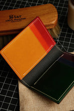 Load image into Gallery viewer, Six Pocket Vertical Bifold - Chestnut and Rainbow Italian Vegtan