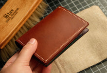 Load image into Gallery viewer, Six Pocket Vertical Bifold - Chestnut and Rainbow Italian Vegtan
