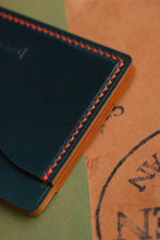 Load image into Gallery viewer, Three Pocket Cardcase - Denim Shell Cordovan &amp; En Fuego Thread
