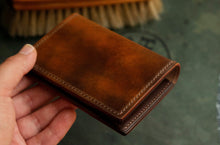 Load image into Gallery viewer, Compact Bifold - Marbled Dark Cognac Horween Shell Cordovan &amp; Chocolate Italian Vegtan
