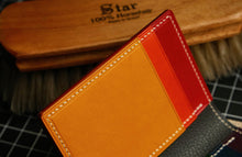 Load image into Gallery viewer, Six Pocket Vertical Bifold - Chestnut and Rainbow Italian Vegtan

